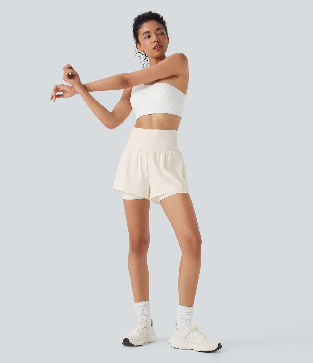 Short de yoga 2-en-1 SoftlyZero™ Airy taille très haute effet frais InstantCool 12,5 cm avec poches