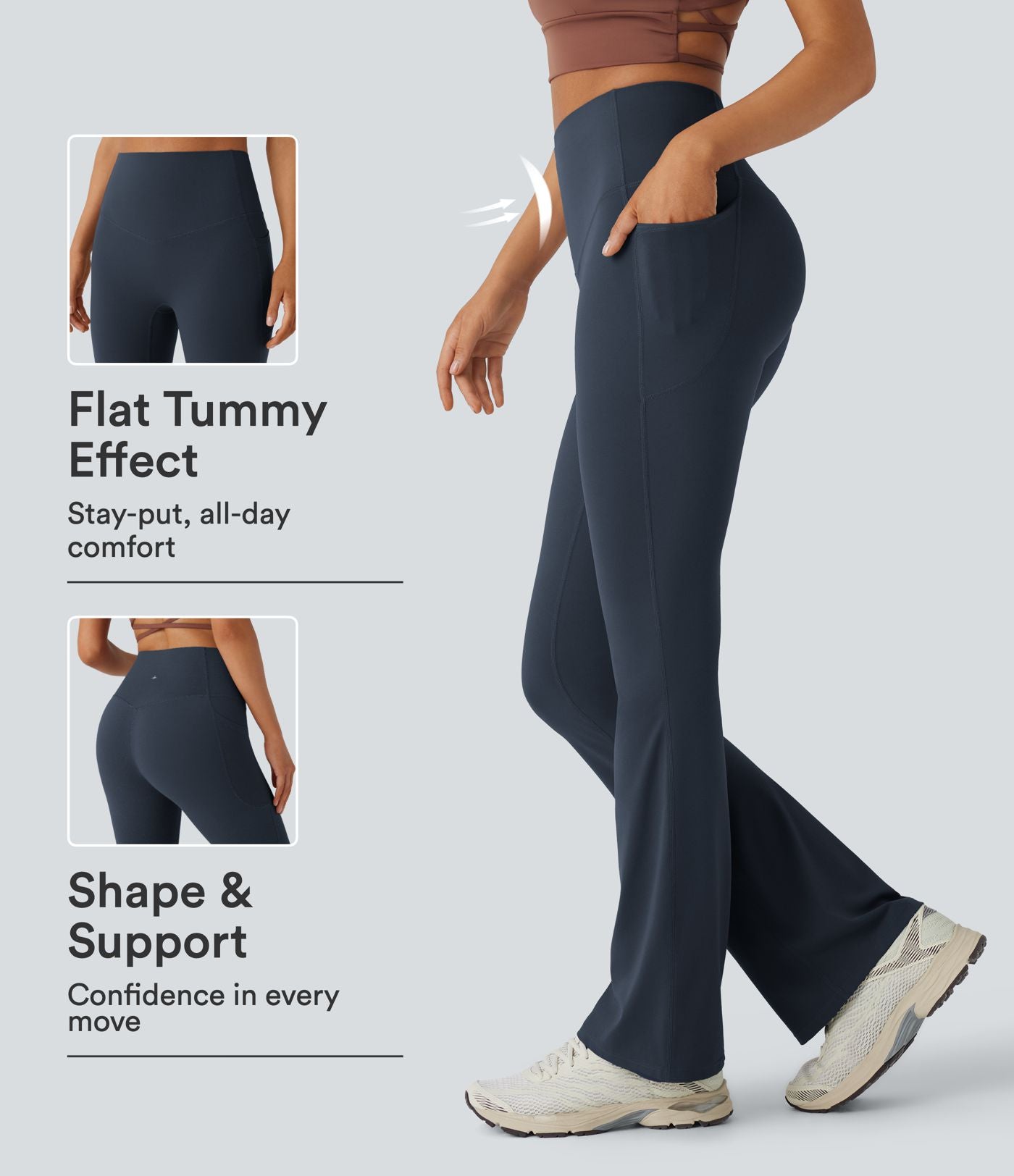 Pantalon de yoga à coupe bootcut gainant taille haute avec poches Halara UltraSculpt™