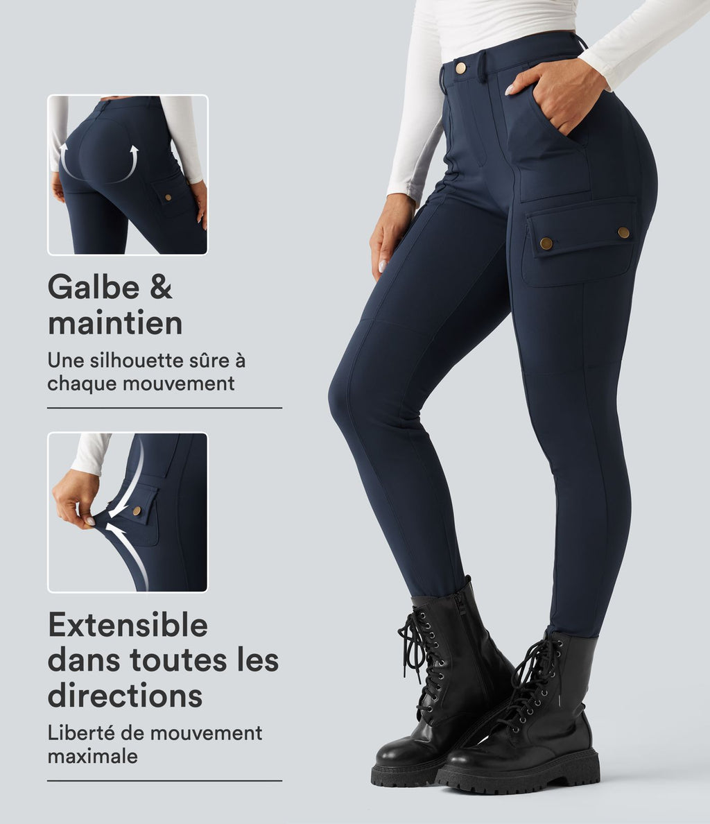 Pantalon cargo DayStretch taille haute galbant effet liftant fessiers avec poches