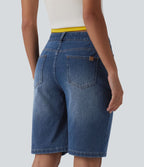 Halara Flex™ Short casual en jean asymétrique taille basse avec poches