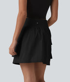 Jupe mini de randonnée 2 en 1 taille haute avec cordon de serrage et poches