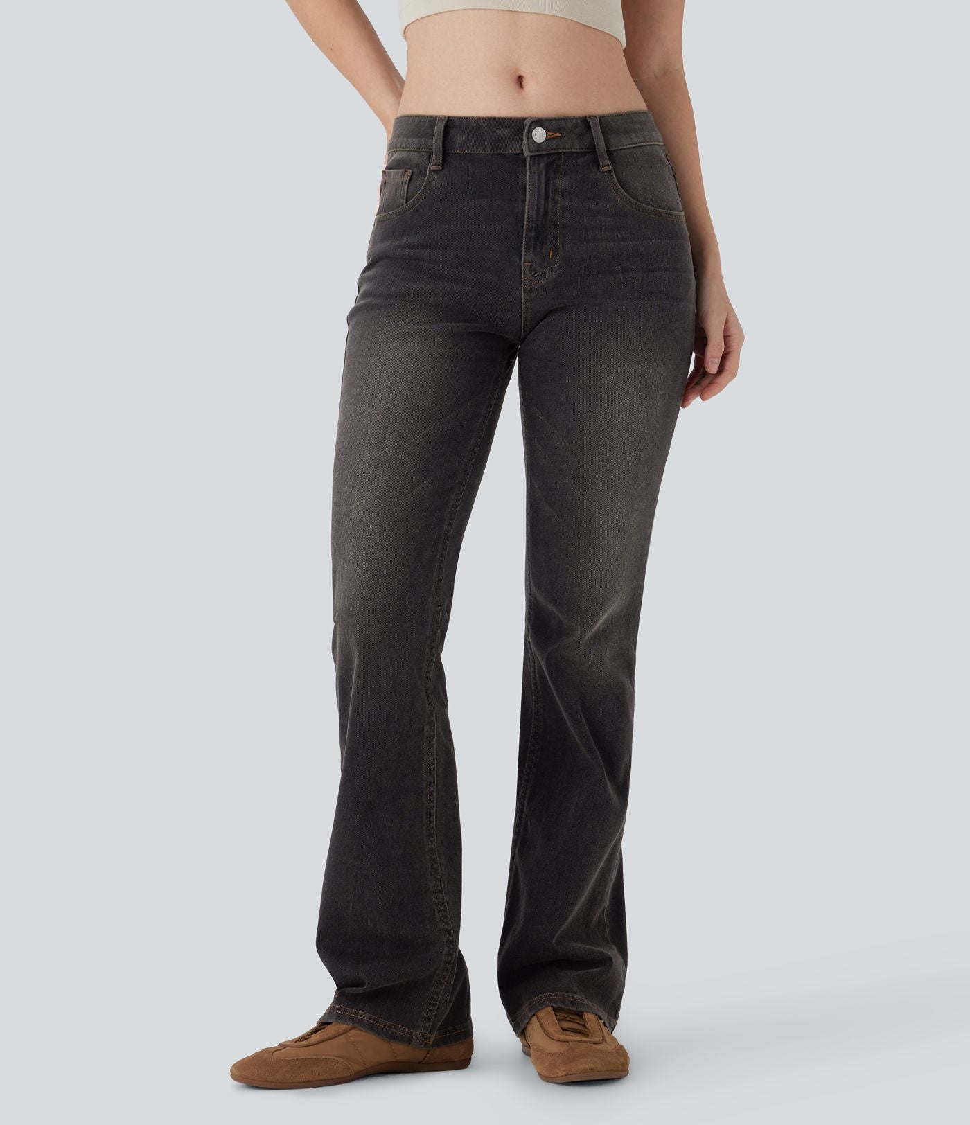 Jean bootcut délavé taille basse Halara Flex™ à poches multiples