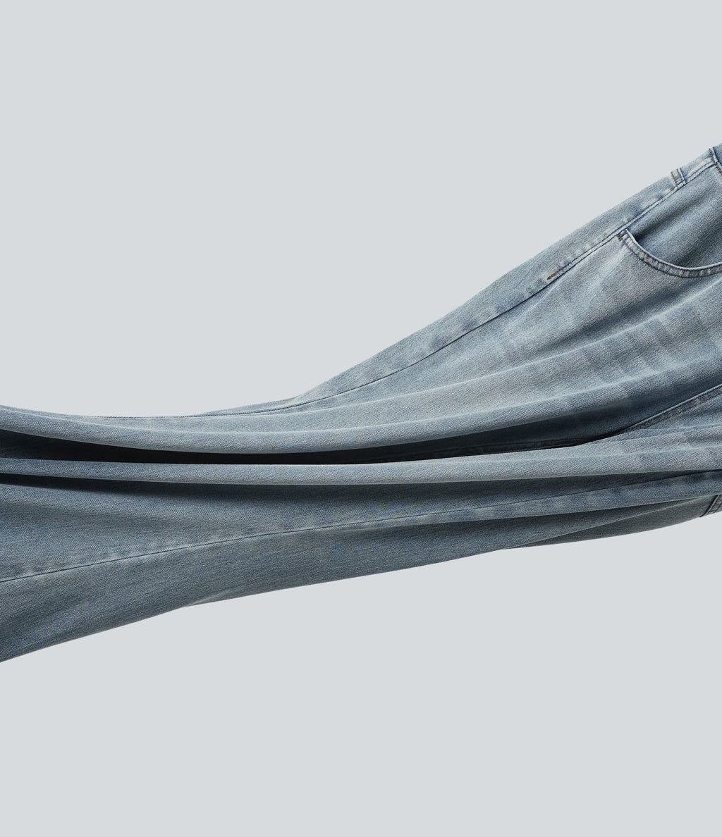 Halara Flex™ Jean évasé décontracté taille mi-haute en lyocell délavé avec poches