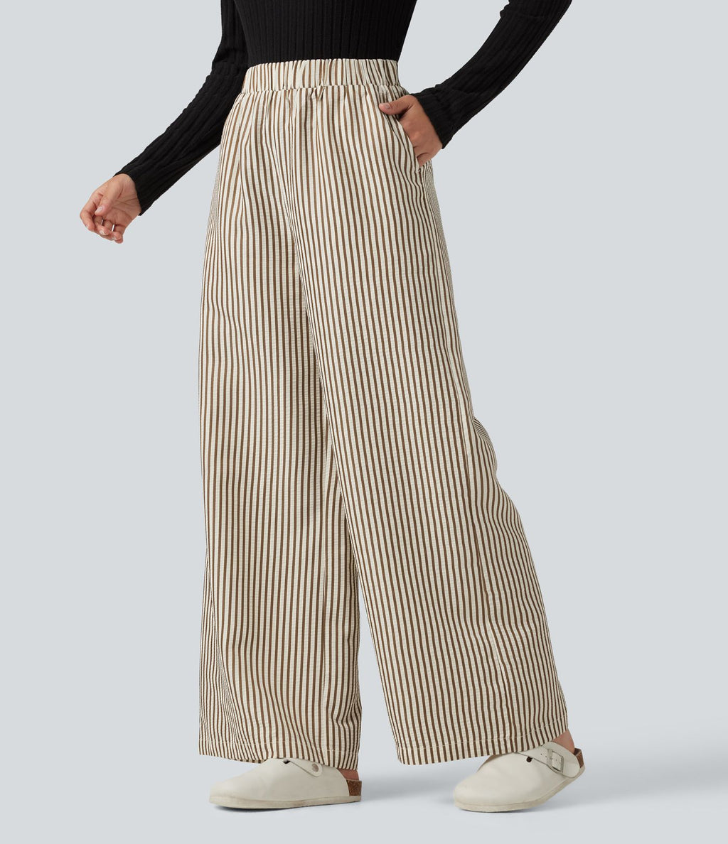 Pantalon d'intérieur ample taille haute à rayures avec poches