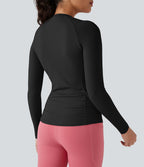Top de sport yoga ajusté col rond manches longues raglan