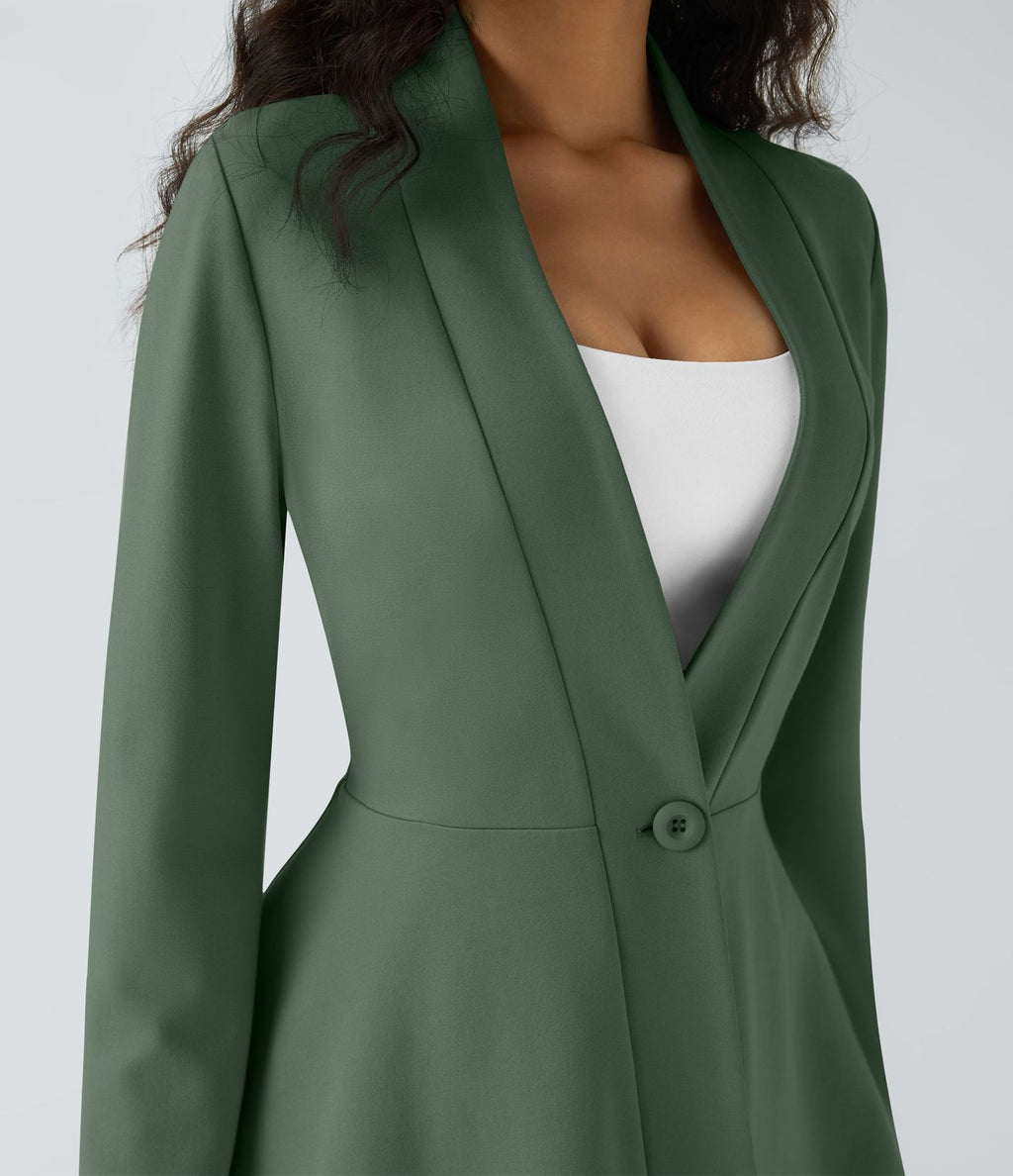 Veste péplum de travail col en V avec un bouton