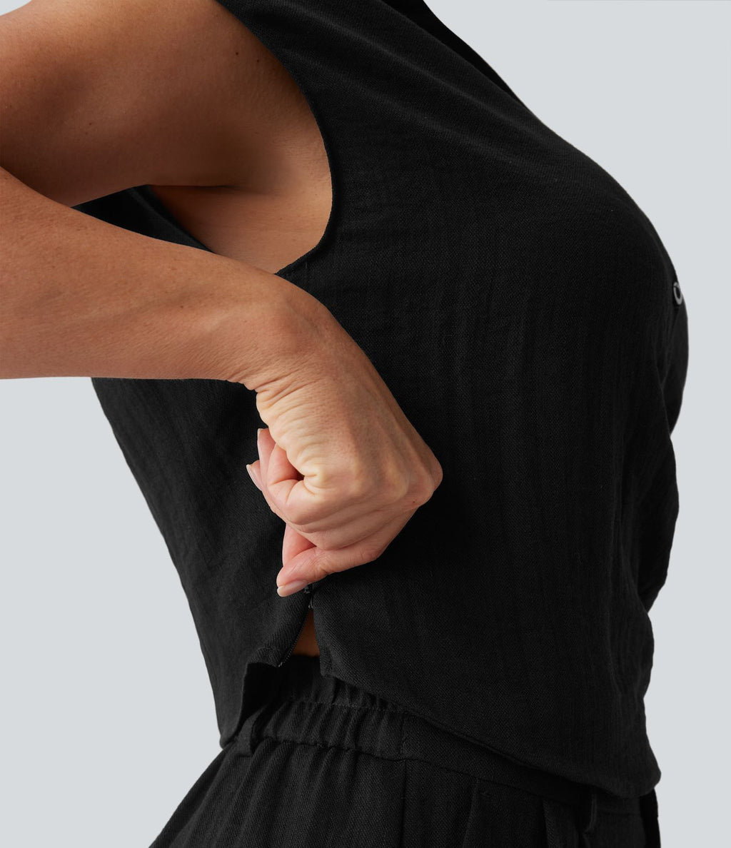 Chemise décontractée manches courtes froncée