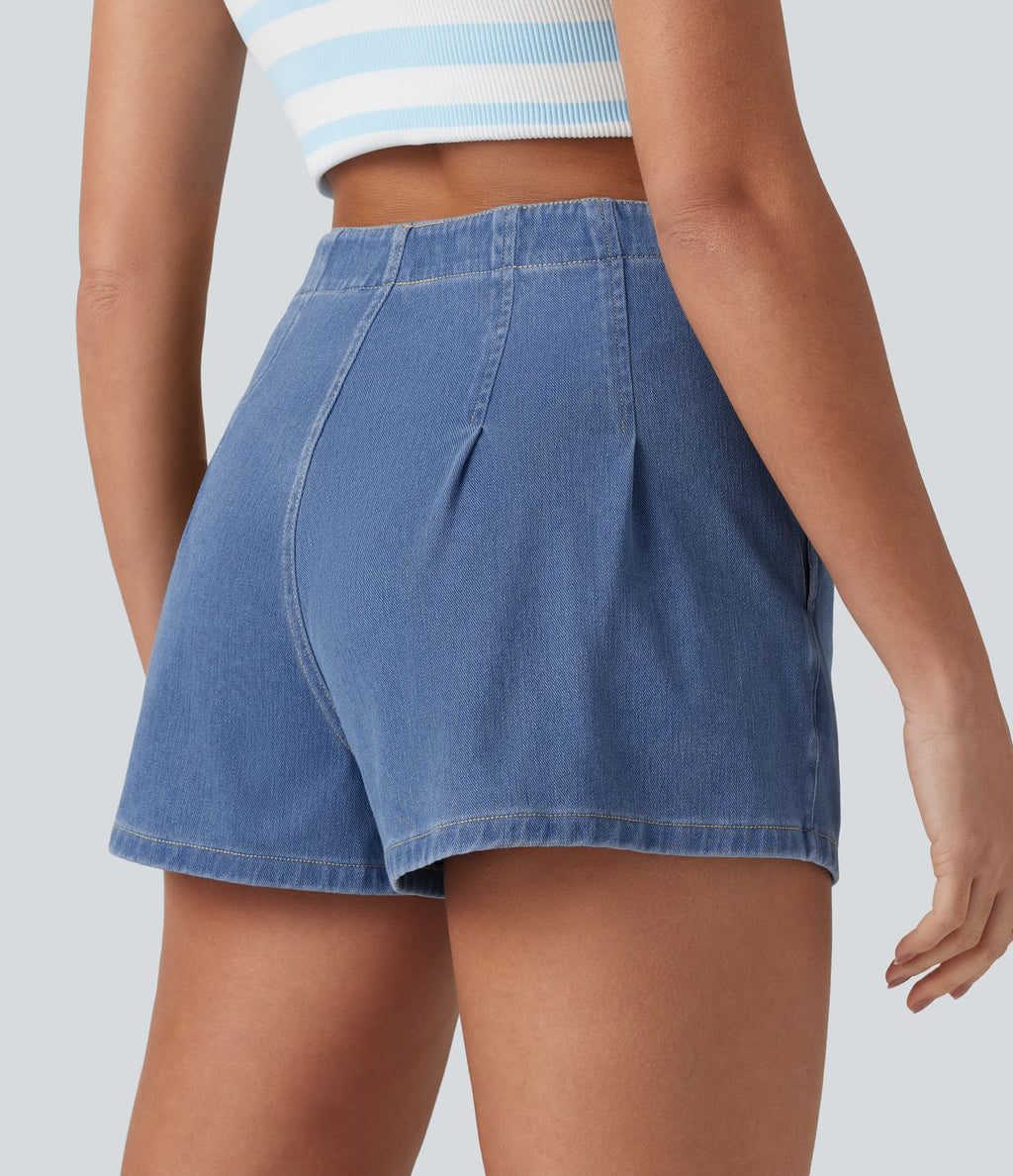 Halara Flex™ Short en denim taille haute 7,5 cm avec poches