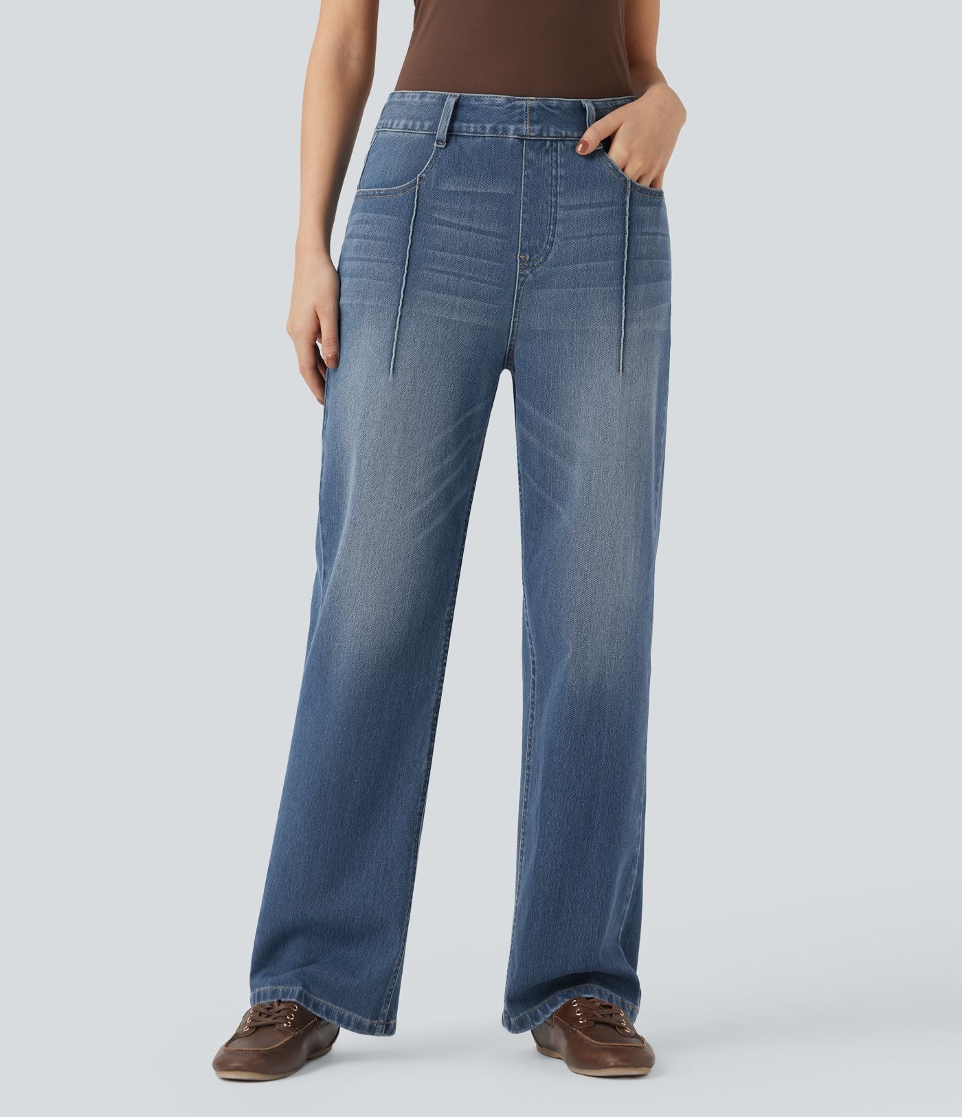 Jean droit Halara Flex™ taille haute avec poches