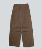 Pantalon parachute large fluide décontracté en polaire taille haute avec poches