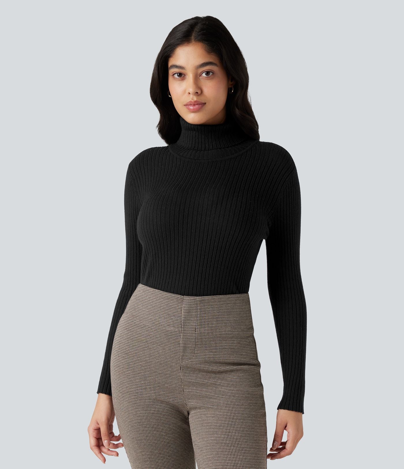 Pull tailleur col montant manches longues