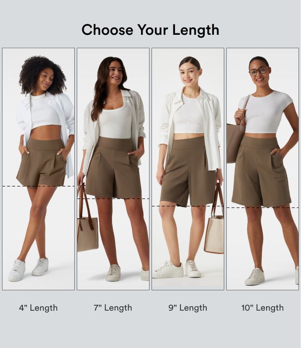 Short tailleur baggy DayStretch taille haute 22,5 cm avec poches
