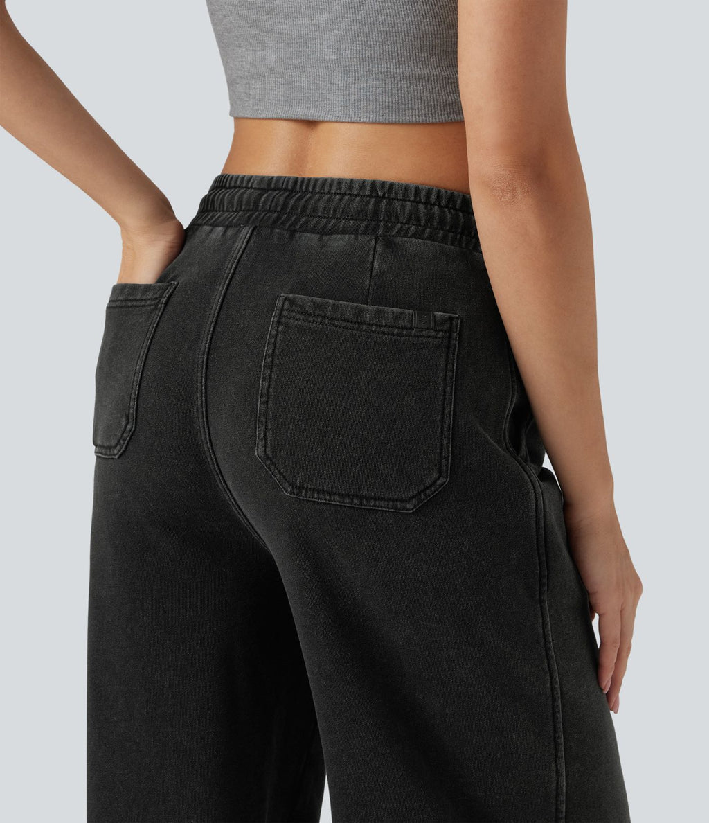 Jean jogging Halara Flex™ coupe droite fendu taille haute molleton français avec cordon de serrage et poches