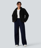 Veste sherpa col montant manches longues avec poches