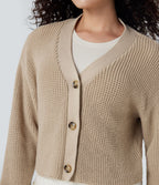 Cardigan gaufré col V manches longues