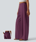 Pantalon large fluide resort plissé taille haute séchage rapide Breezeful™ avec poches