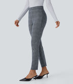 Halara Flex™ Pantalon skinny tailleur taille haute à motif pied-de-poule avec poches arrière