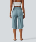 Pantalon corsaire de grossesse super taille haute en Breezeful™ à ourlet incurvé et séchage rapide avec poches