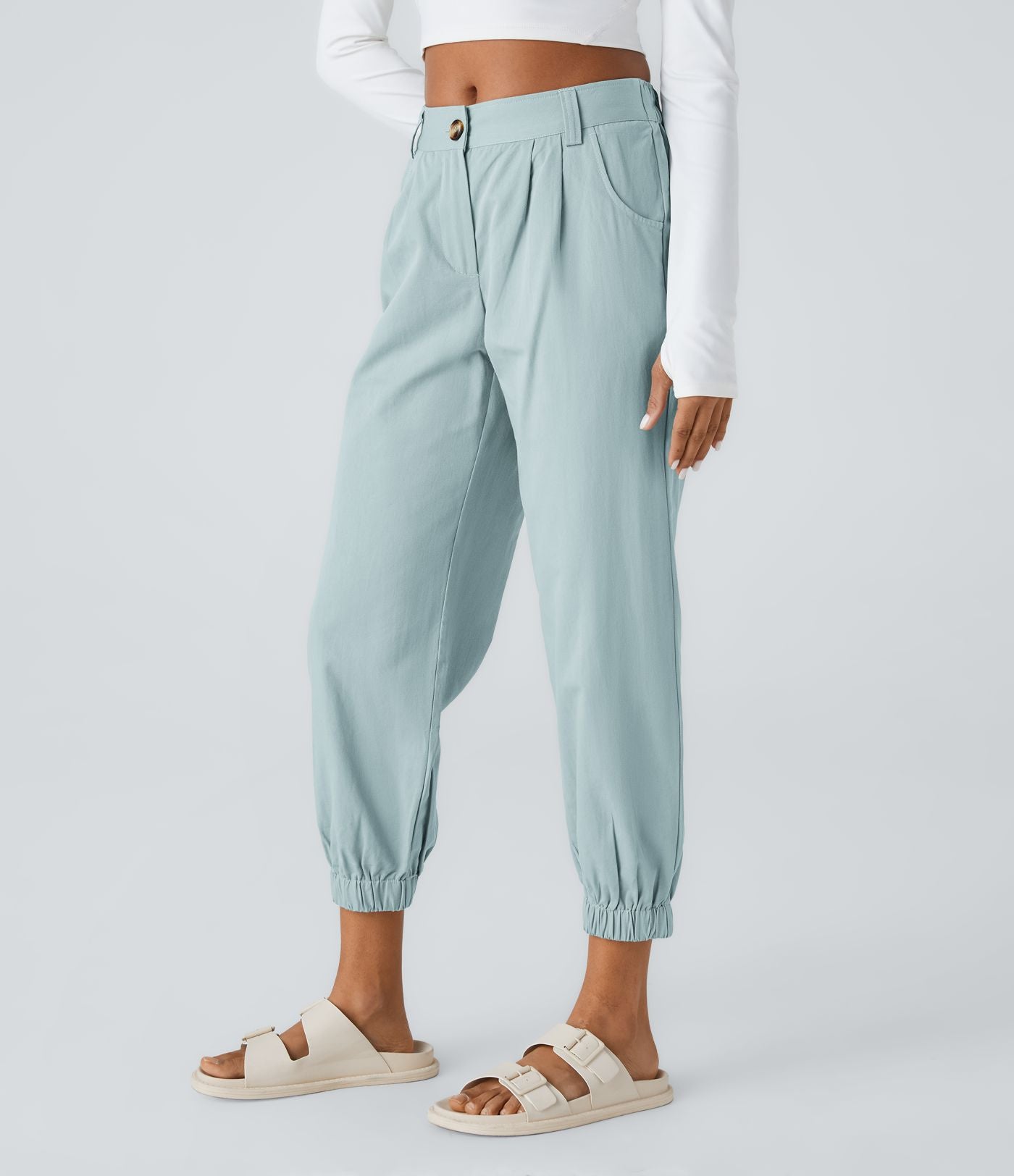 Joggings décontractés à taille mi-haute avec poches
