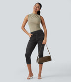 Leggings capri Halara Flex™ en jean extensible tricoté à taille haute et poches