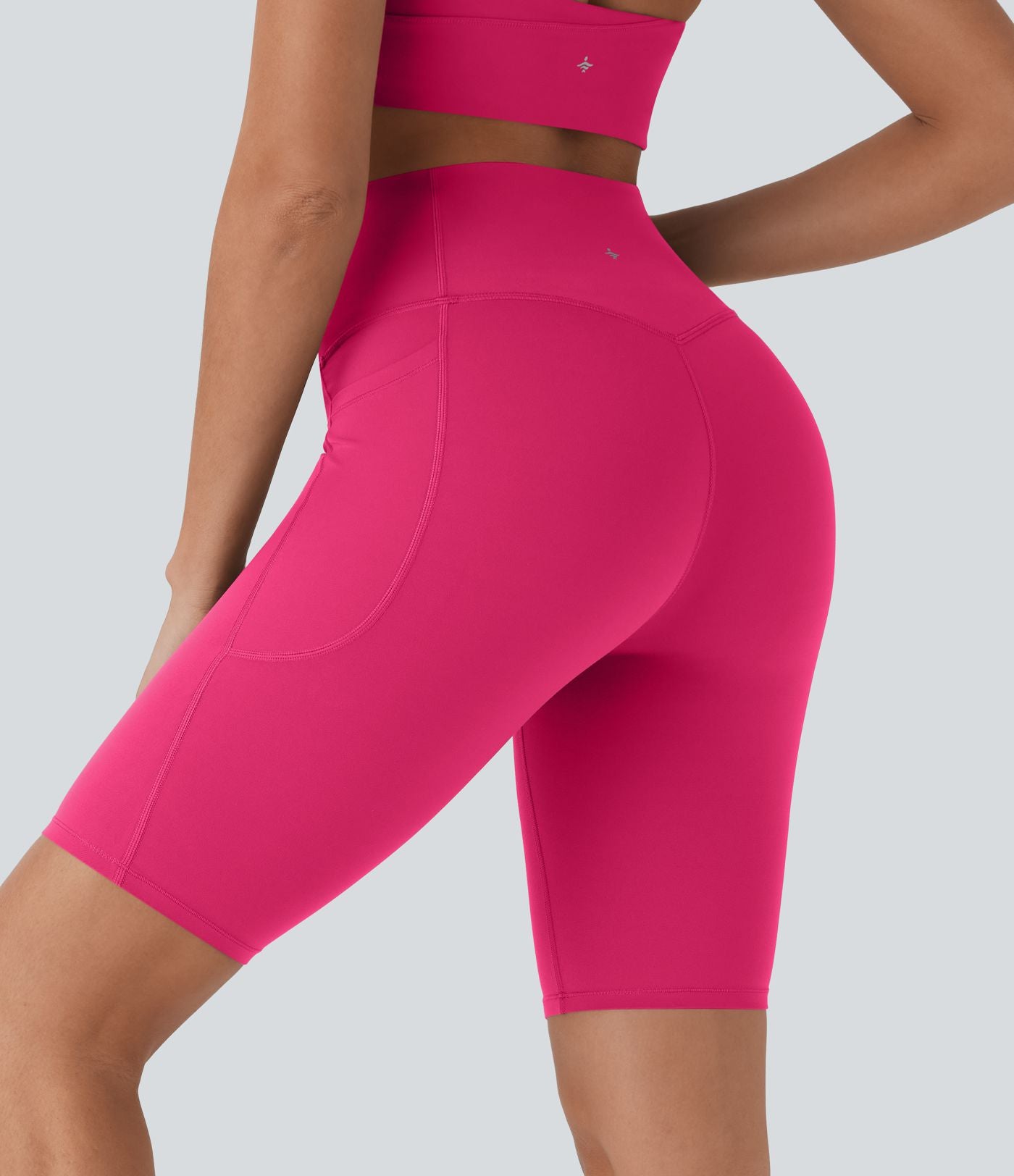 Short cycliste 22,8 cm d'entraînement gainant taille haute avec poches Halara UltraSculpt™