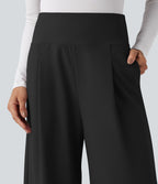Pantalon tailleur ample taille haute en sergé Halara Flex™ avec poches