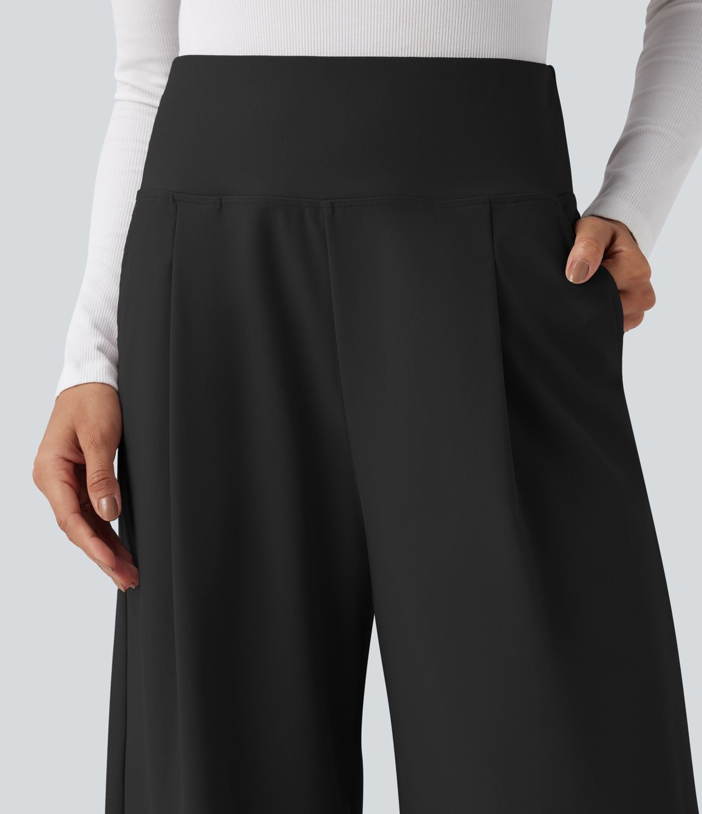 Pantalon tailleur ample taille haute en sergé Halara Flex™ avec poches