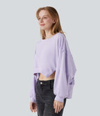 Sweat-shirt décolleté bateau à manches longues ourlet asymétrique