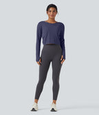 Top de sport yoga SoftlyZero™ QuickDry 2-en-1 dos nu torsadé manches longues avec trous pouces