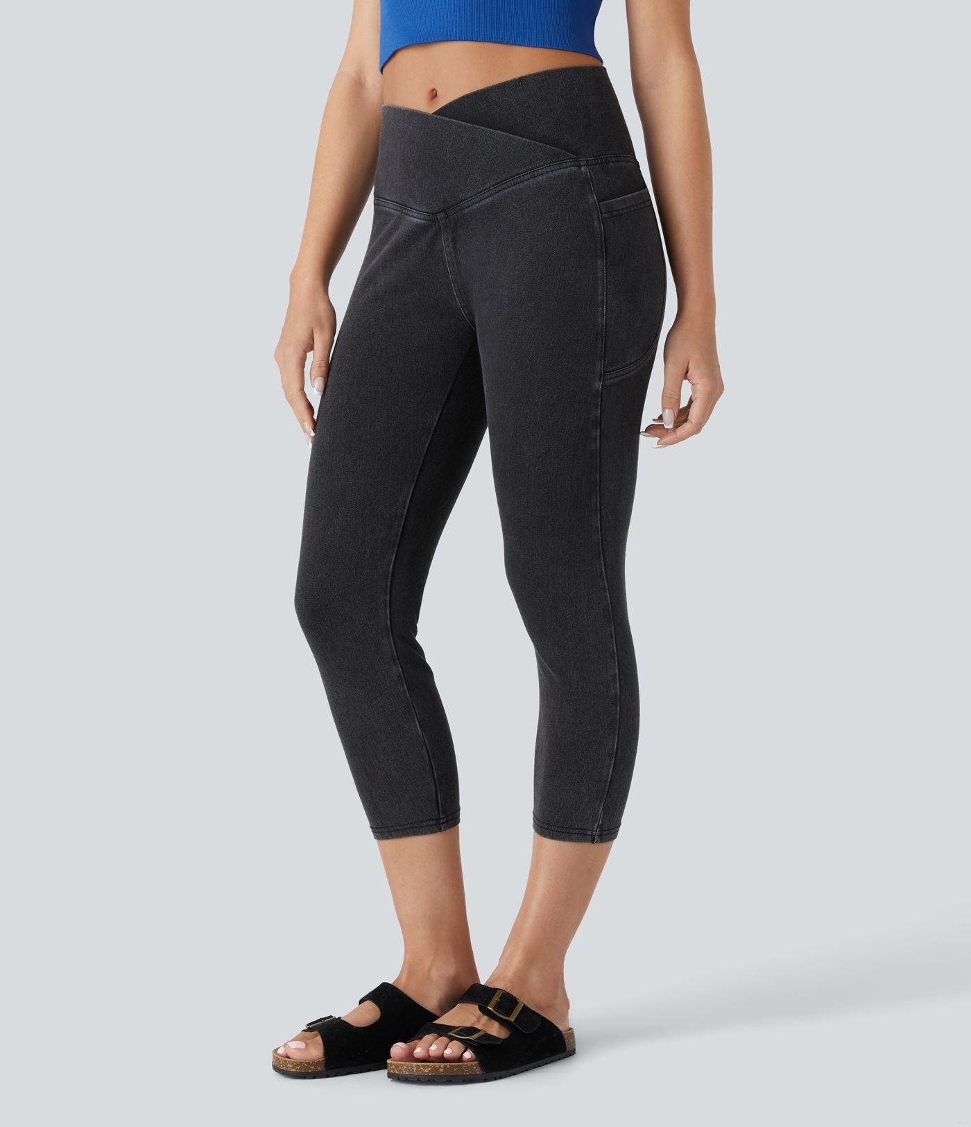 Halara Flex™ Jegging Travail Capri Tricoté Extensible Lavé Poche Latérale Croisée