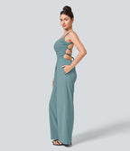 Breezeful™ Combinaison Casual Dos Nu Croisé avec Lacets et Poches Latérales à Séchage Rapide