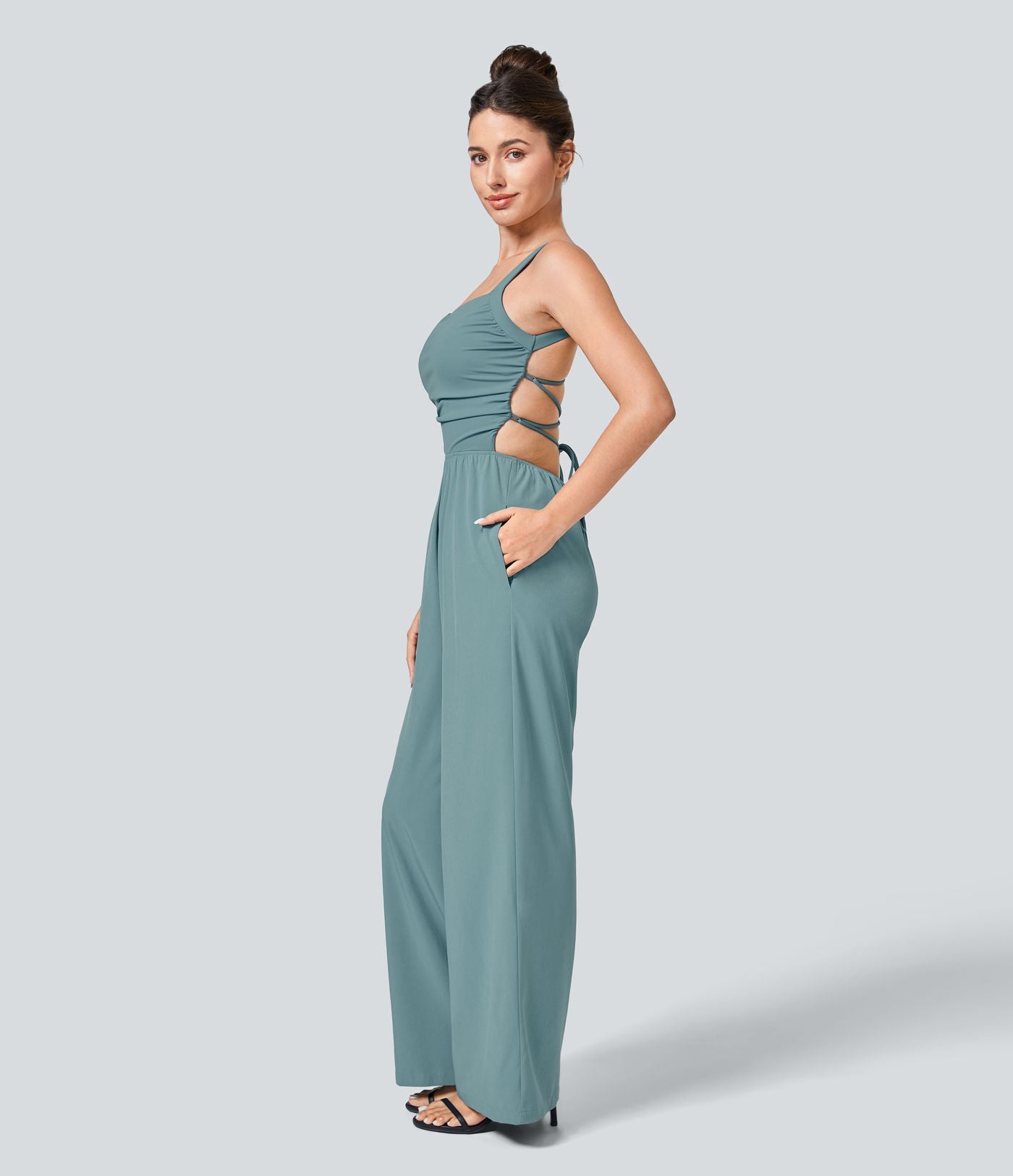 Breezeful™ Combinaison Casual Dos Nu Croisé avec Lacets et Poches Latérales à Séchage Rapide
