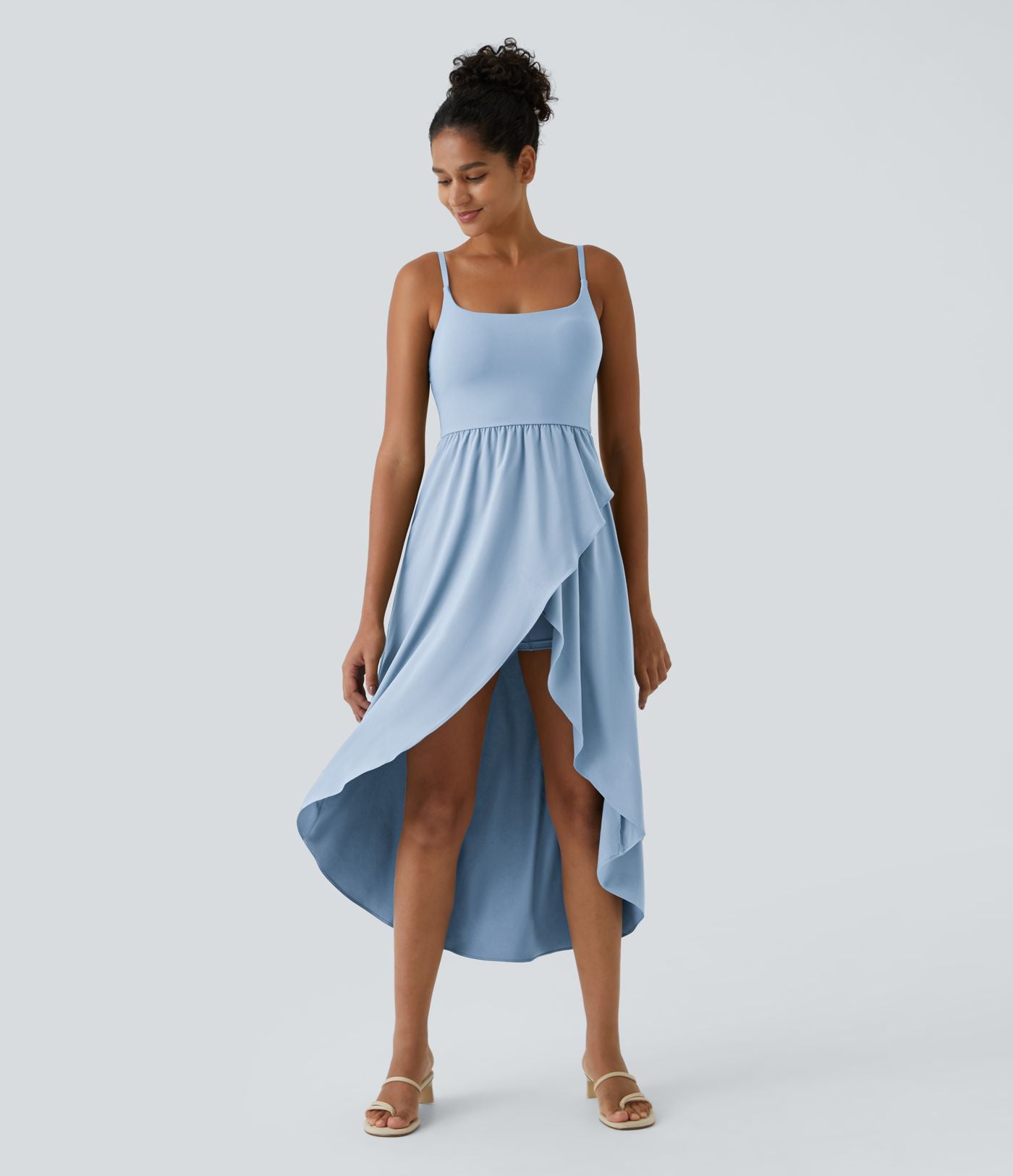 Breezeful™ Robe Casual 2 Pièces Dos Nu Haut Bas Poche Latérale Fluide Séchage Rapide
