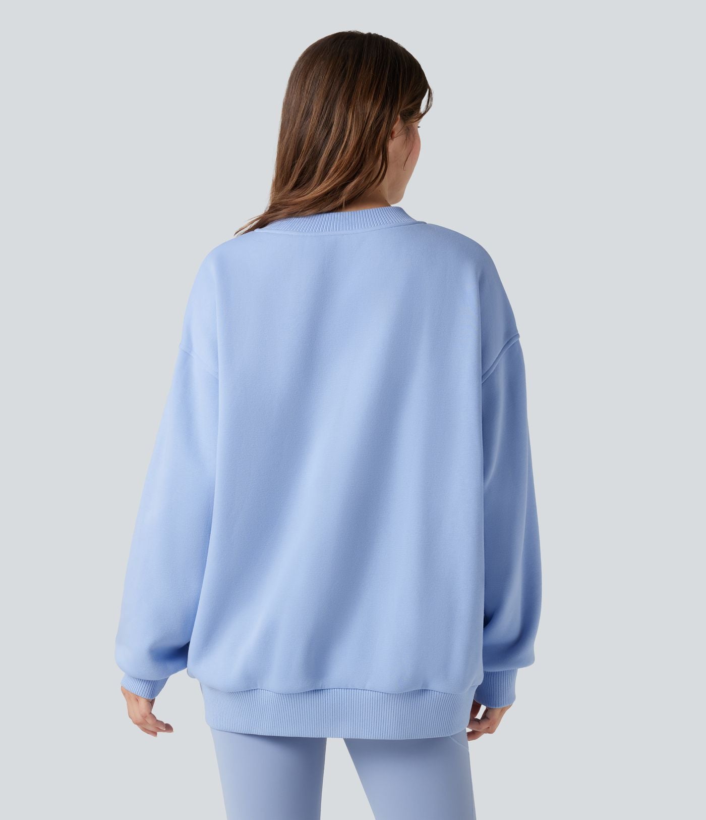 Sweat-shirt coton polaire col V manches longues avec poches