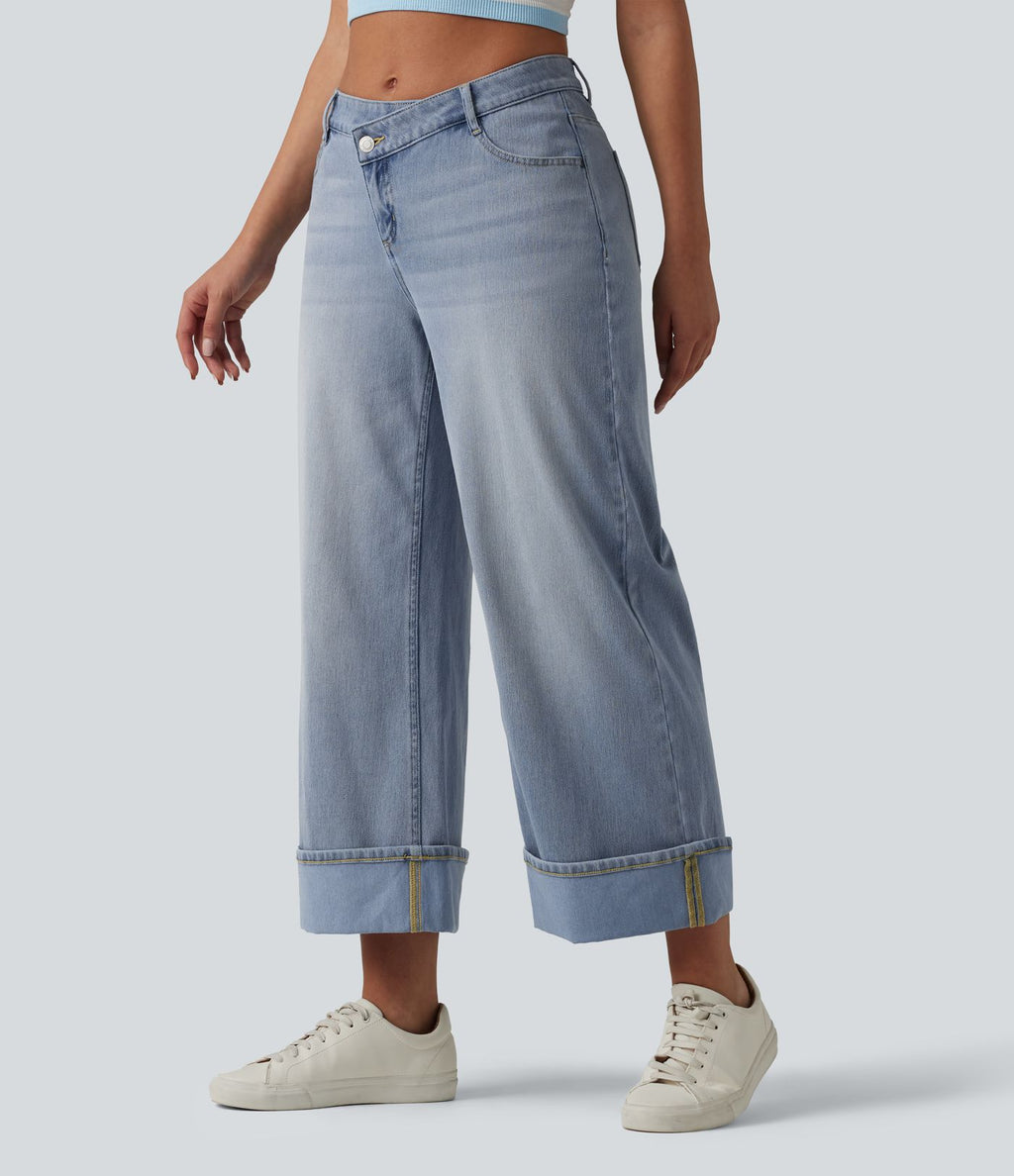 Jean large Halara Flex™ taille mi-haute asymétrique avec ourlet retroussé et poches