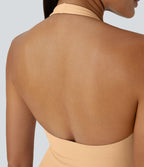 Softlyzero™ Plush Robe Sport Mini 2-en-1 à Poches Dos Nu et Col Halter