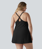 Robe de danse grande taille SoftlyZero™ Plush effet push-up dos nu avec bretelles réglables croisées et brassière intégrée – Édition Easy Peasy