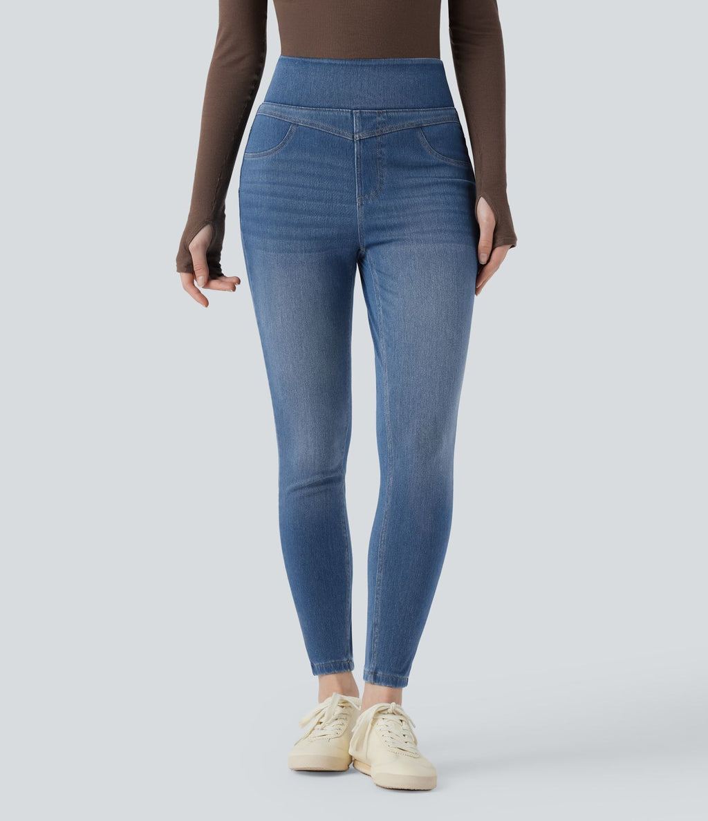 Legging skinny 7/8 en denim Halara Flex™ taille haute gainant avec poches