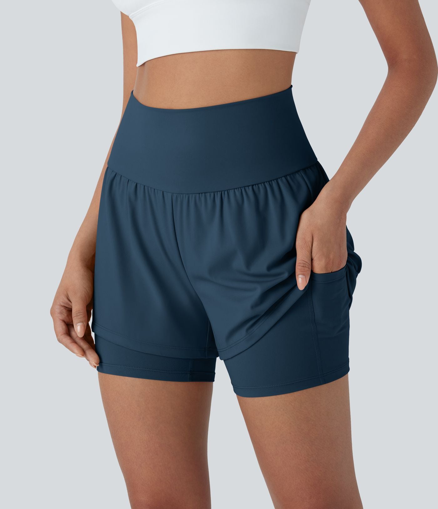 Short de yoga 2-en-1 SoftlyZero™ Airy taille très haute effet frais InstantCool 12,5 cm avec poches