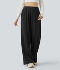 Pantalon de yoga taille haute coupe droite avec poches