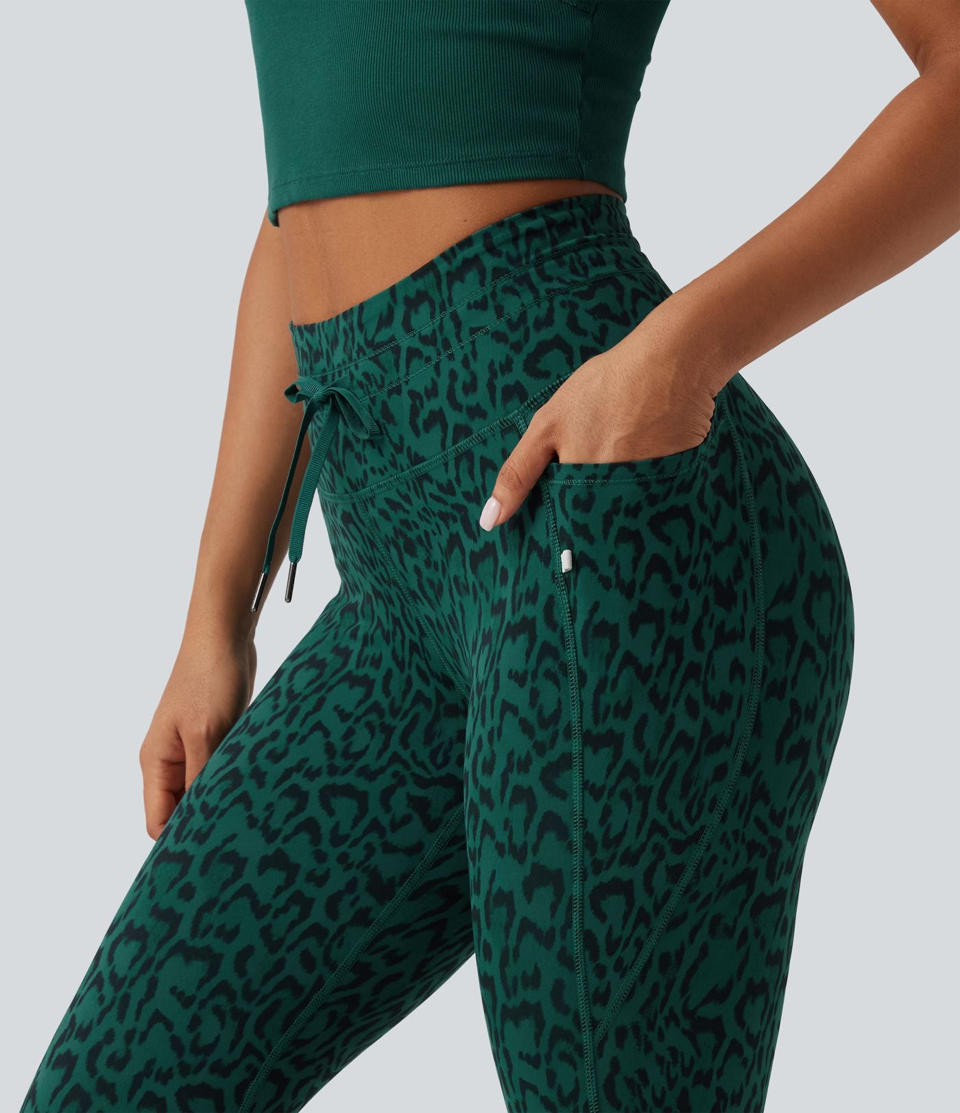 Legging de yoga taille haute imprimé léopard avec cordon de serrage Halara UltraSculpt™ et poches