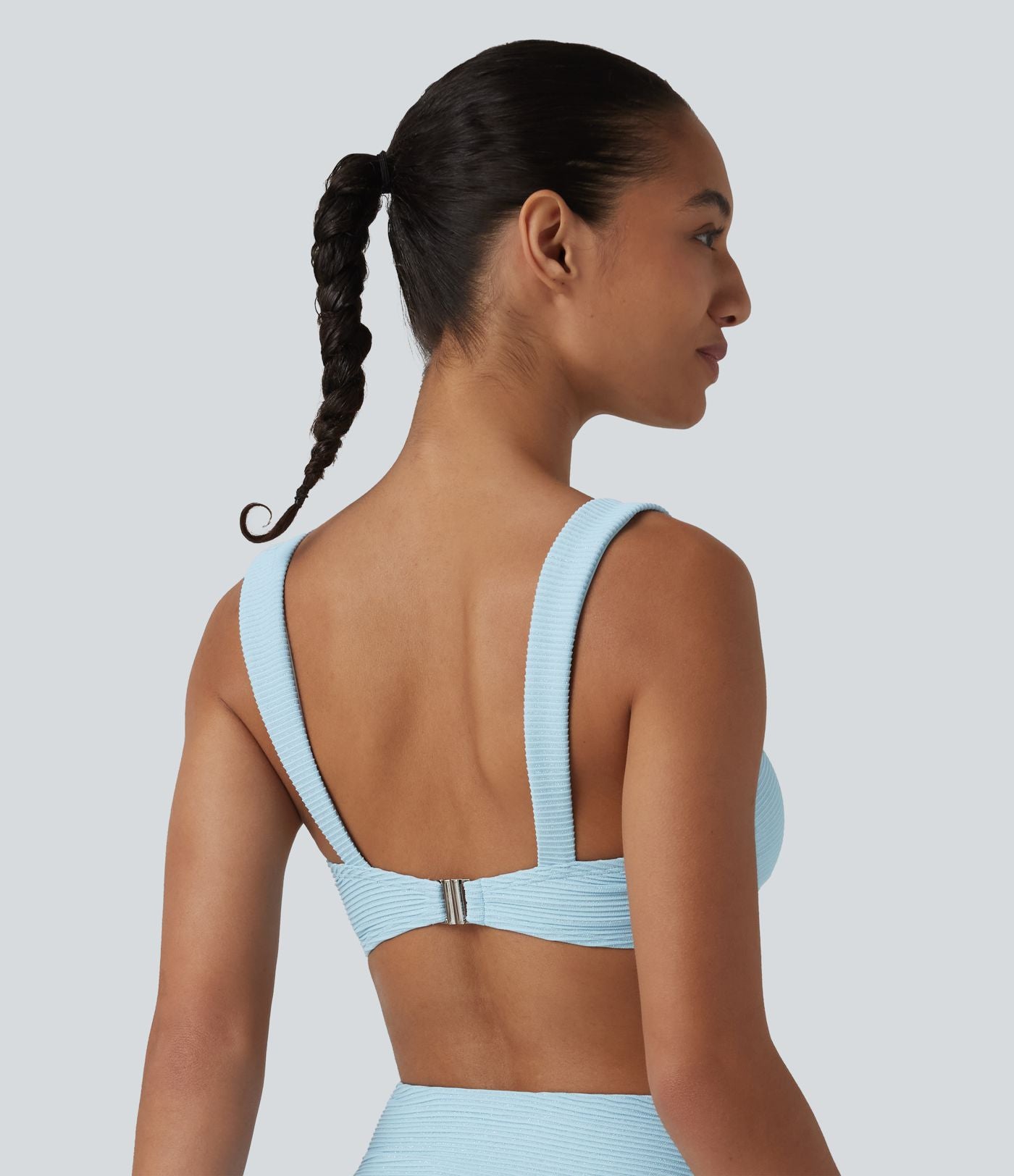 Haut de bikini push-up à encolure carrée rayé et pailleté