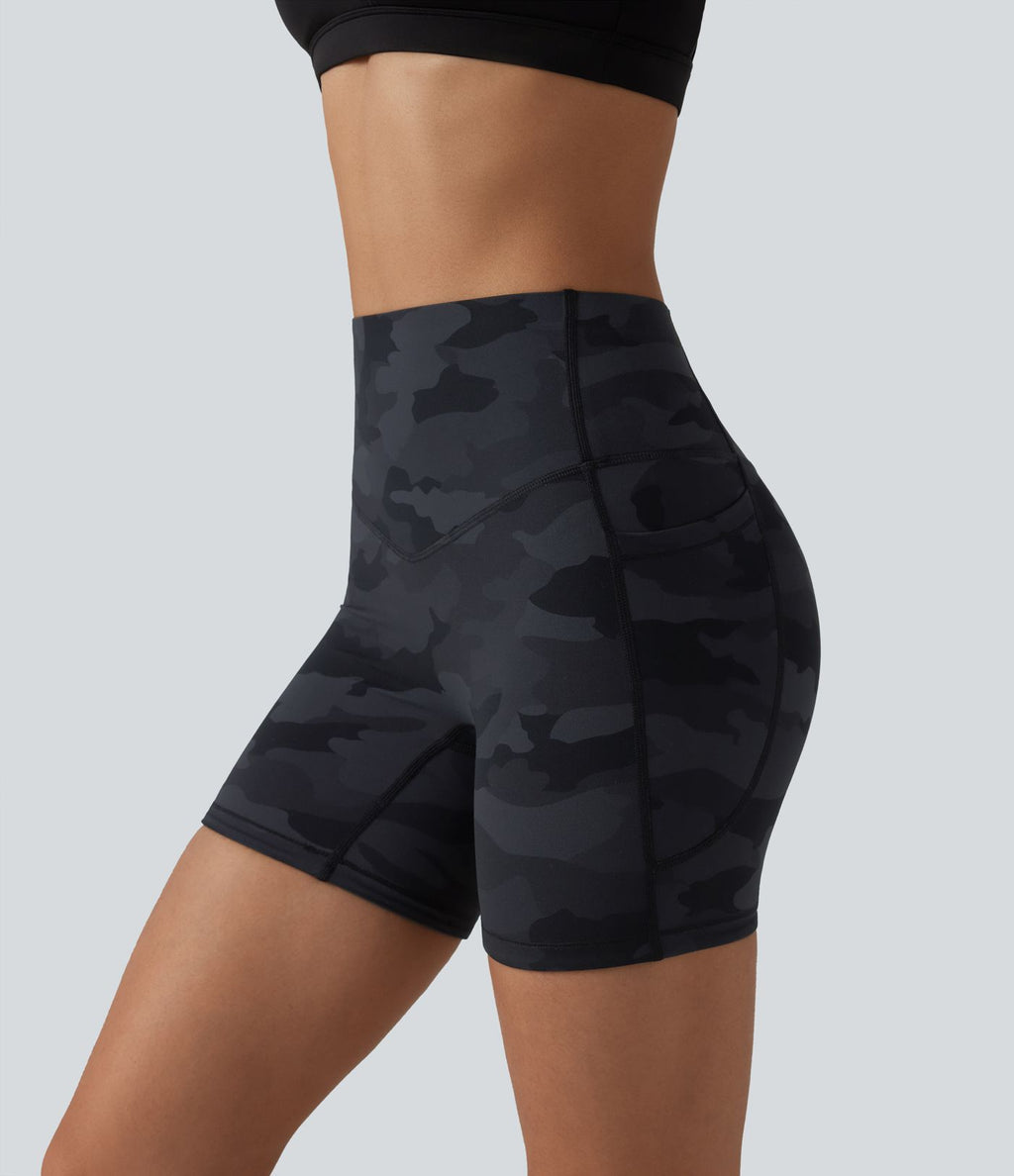 Short cycliste Halara UltraSculpt™ imprimé camouflage taille haute gainant 12,5 cm avec poches