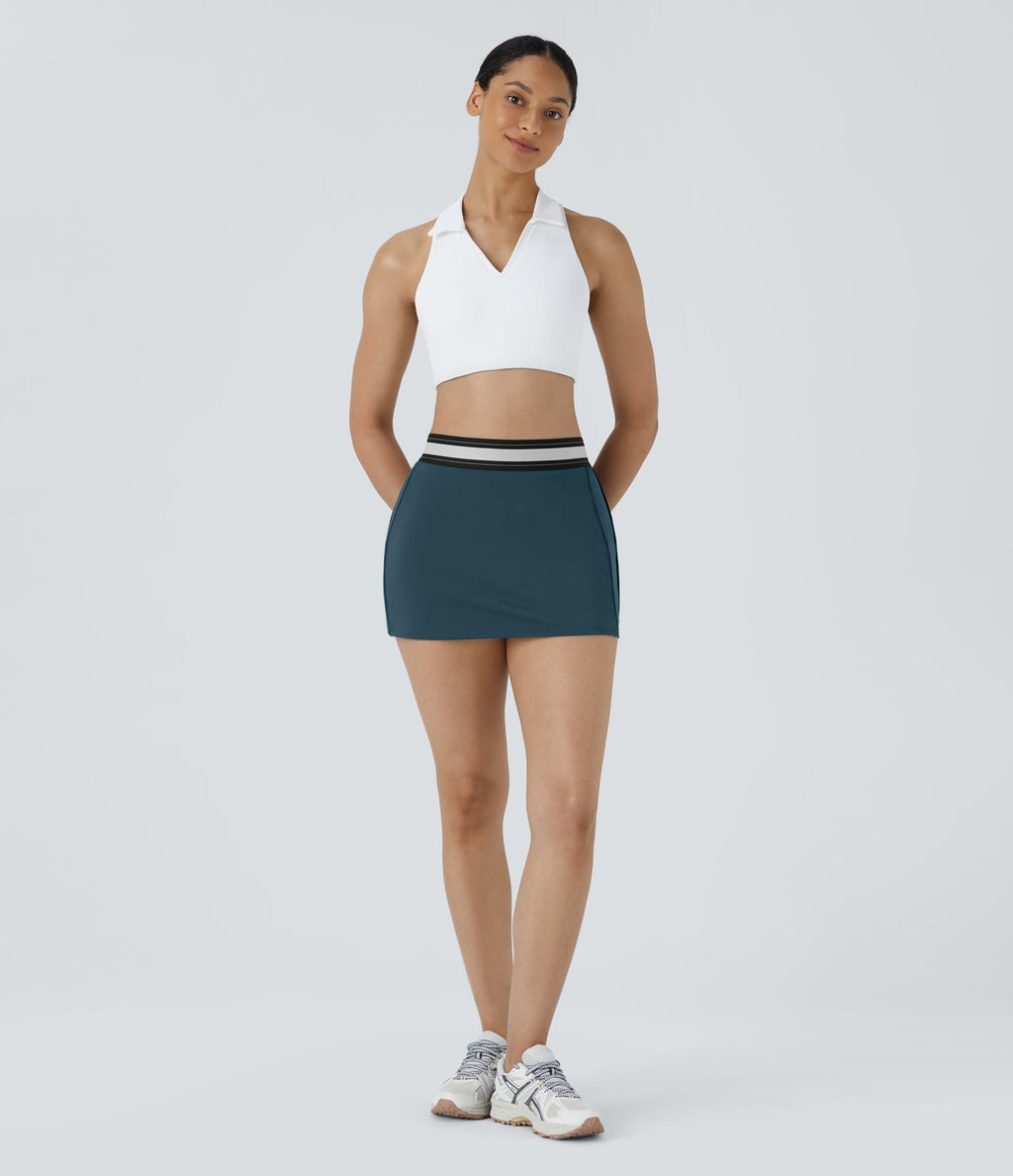 Jupe de tennis SoftlyZero™ Airy micro mini 2-en-1 à taille haute et color block ajustée au corps à effet frais InstantCool