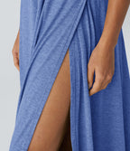 Robe Casual Débardeur Longue Fluide Fendue Dos Nu à Col en U
