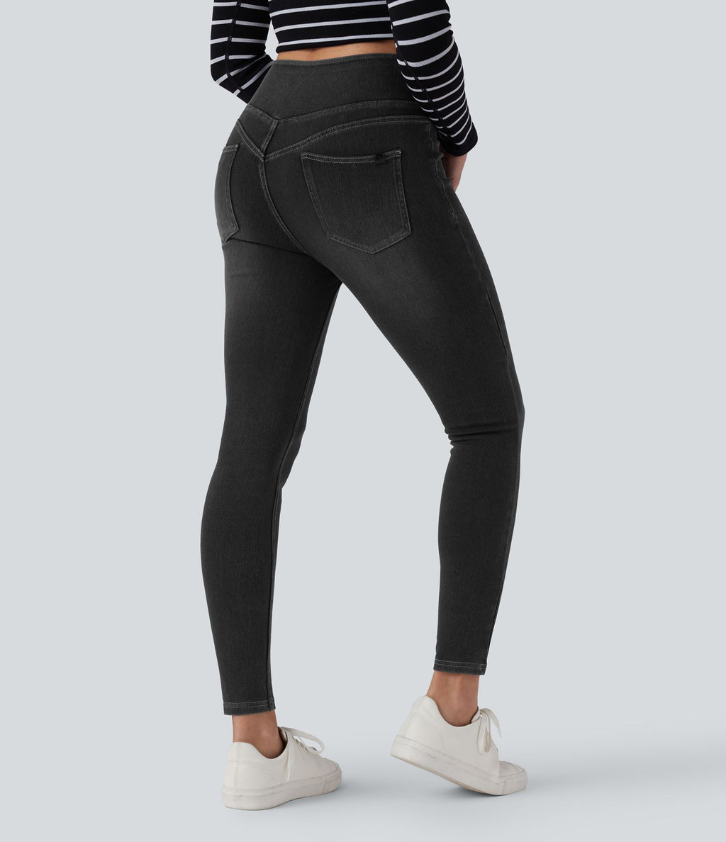 Legging 7/8 skinny en denim Halara Flex™ taille haute gainant avec poches