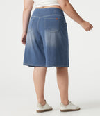 Short en jean Halara Flex™ ample décontracté grande taille ventre plat, taille haute, croisé, à poches