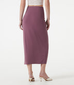 Jupe midi moulante taille haute froncée