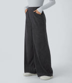 Pantalon velours côtelé tailleur et large Halara Flex™, taille haute, avec poches