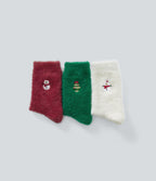 Lot de 3 paires de chaussettes Fausse Fourrure de Noël